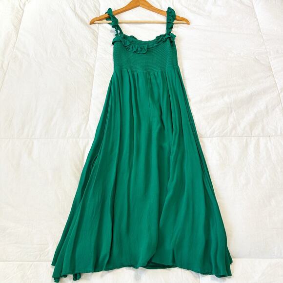 Reformation Green Serpentine Siesta Smocked Ruffle Midi Dress XS - Picture 7 of 8